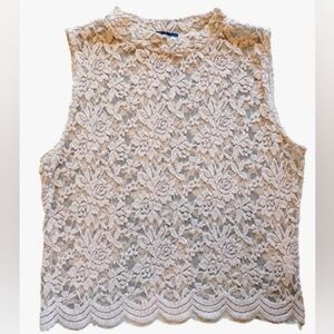 NWOT Ambiance Cream Floral Lace Sleeveless Top